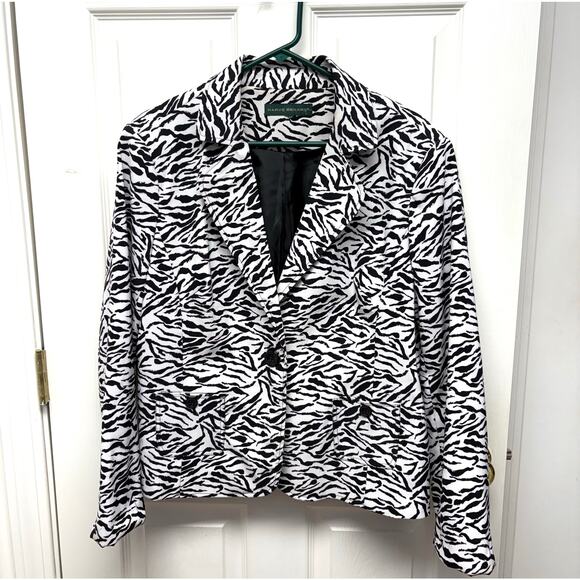 Harve Bernard Zebra Stripe Blazer, Lined, Shoulder Pads, Women's Size XL - Picture 1 of 9